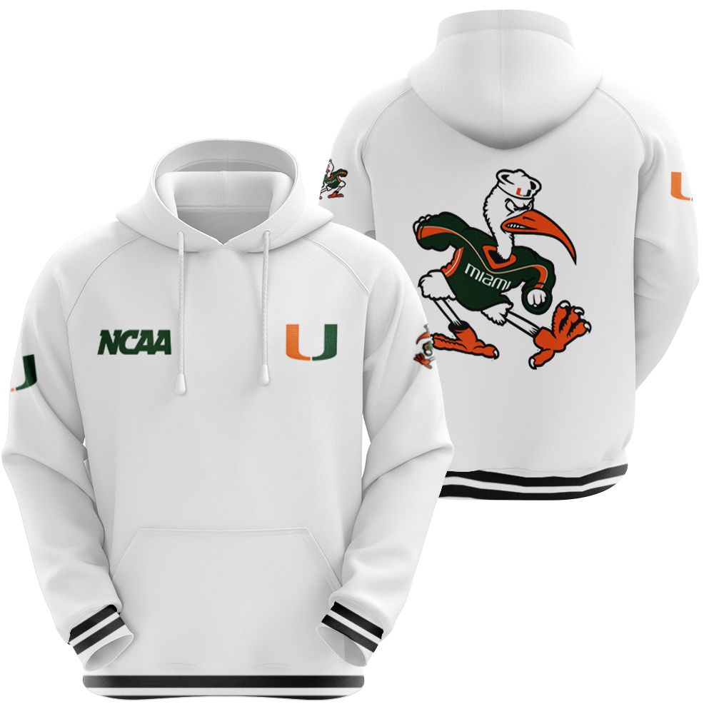 Miami Hurricanes Ncaa Classic White With Mascot Logo Gift For Miami Hurricanes Fans Hoodie