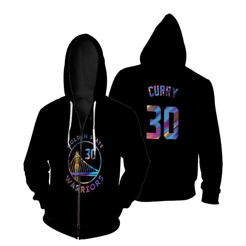 Golden State Warriors Stephen Curry 2021 Iridescent Black shirt Inspired Style Gift For Golden State Warriors Fans Zip Hoodie