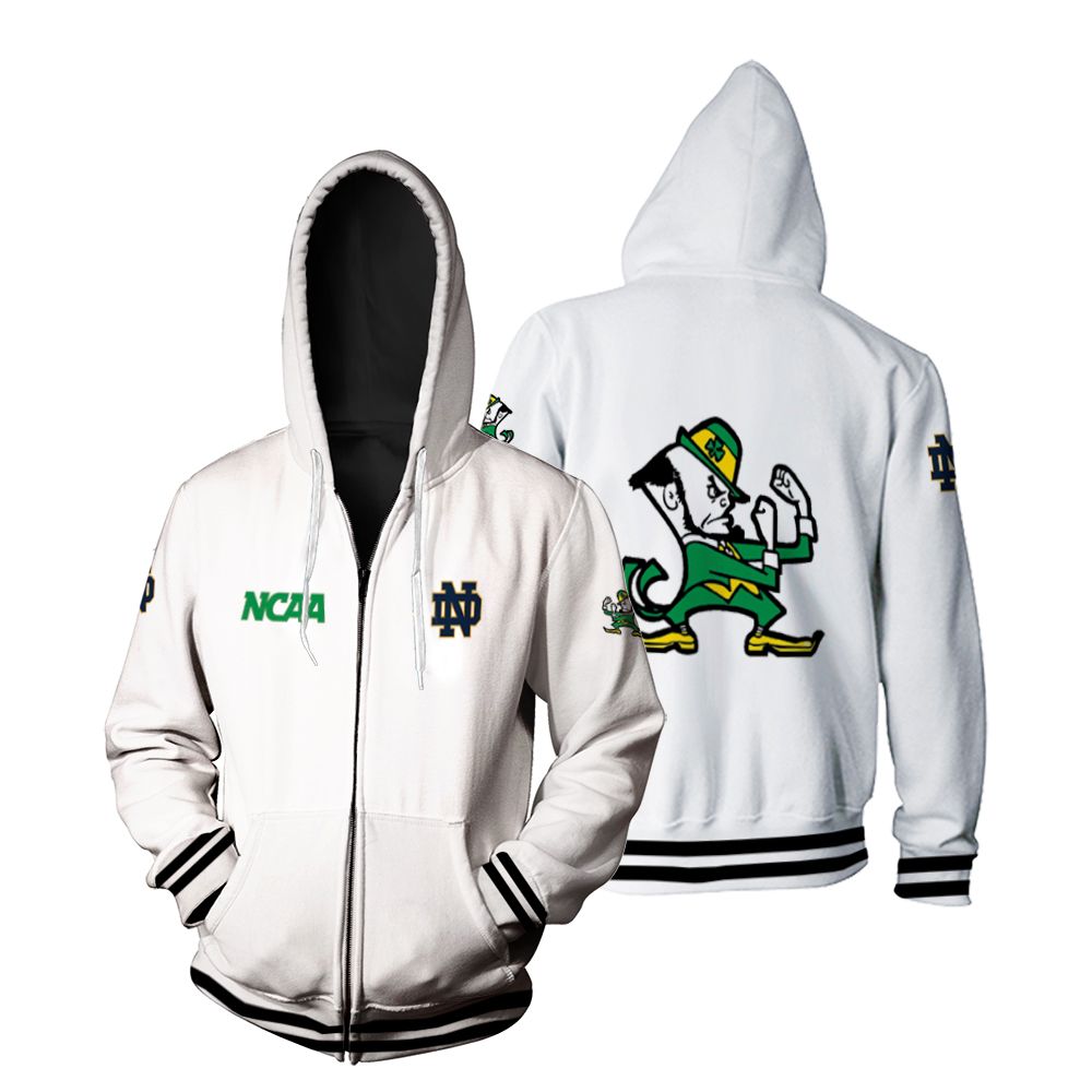 Notre Dame Fighting Irish Ncaa Classic White With Mascot Logo Gift For Notre Dame Fighting Irish Fans Hoodie