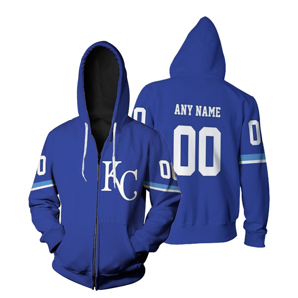Kansas City Royals 00 Anyname 2019 Majestic Team Light Blue shirt Inspired Style Gift For Kansas City Royals Fans Zip Hoodie