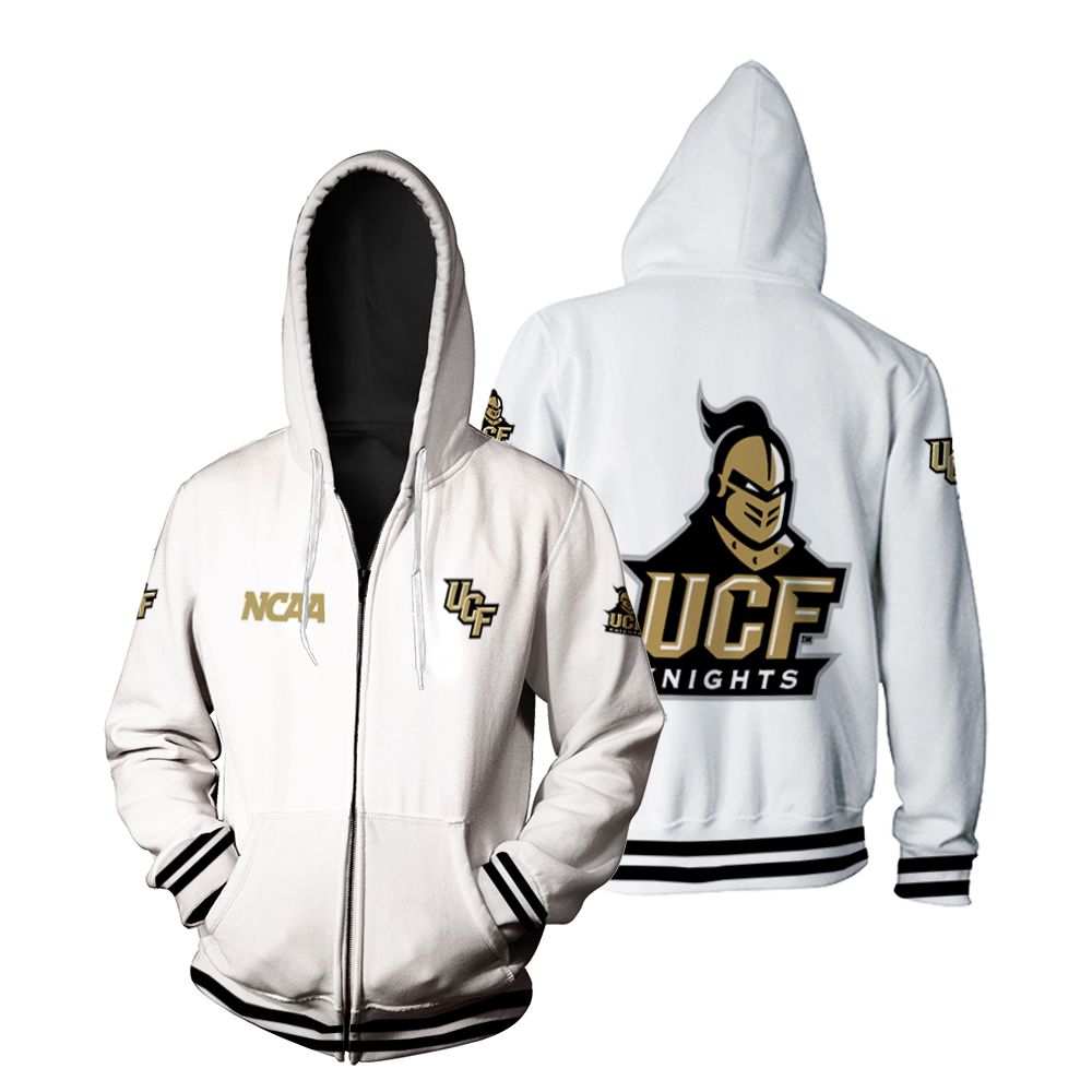 Ucf Knights Ncaa Classic White With Mascot Logo Gift For Ucf Knights Fans Zip Hoodie
