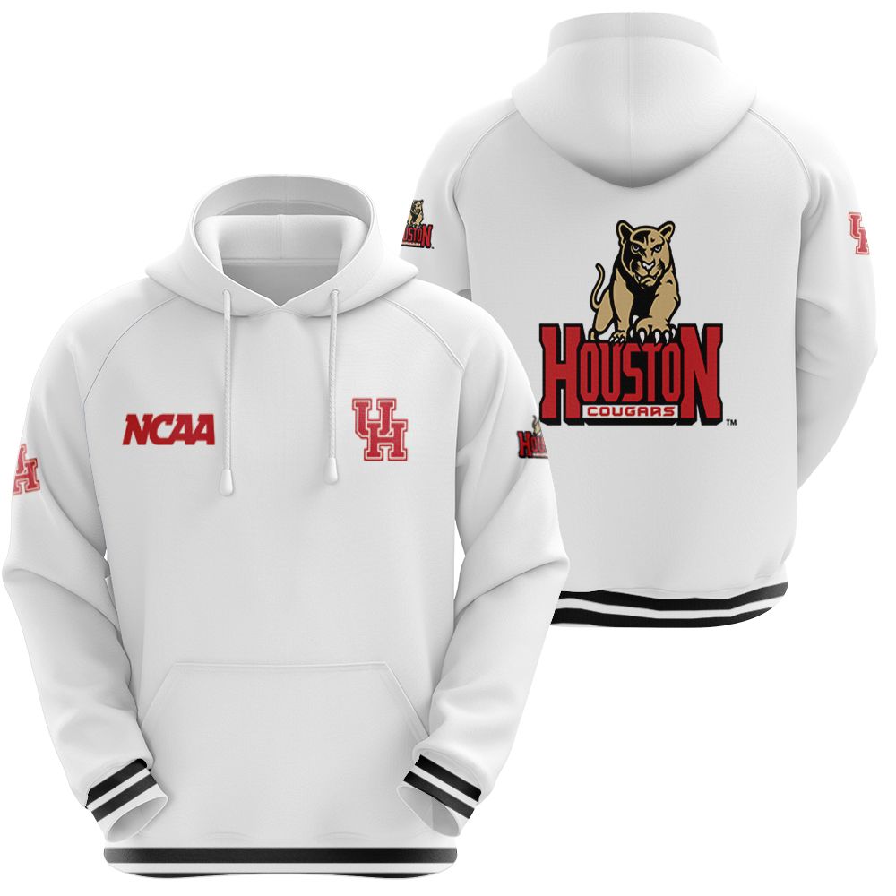 Houston Cougars Ncaa Classic White With Mascot Logo Gift For Houston Cougars Fans Zip Hoodie