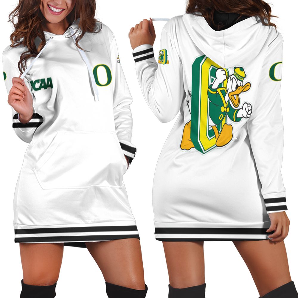 Oregon Ducks Ncaa Classic White With Mascot Logo Gift For Oregon Ducks Fans Hoodie Dress