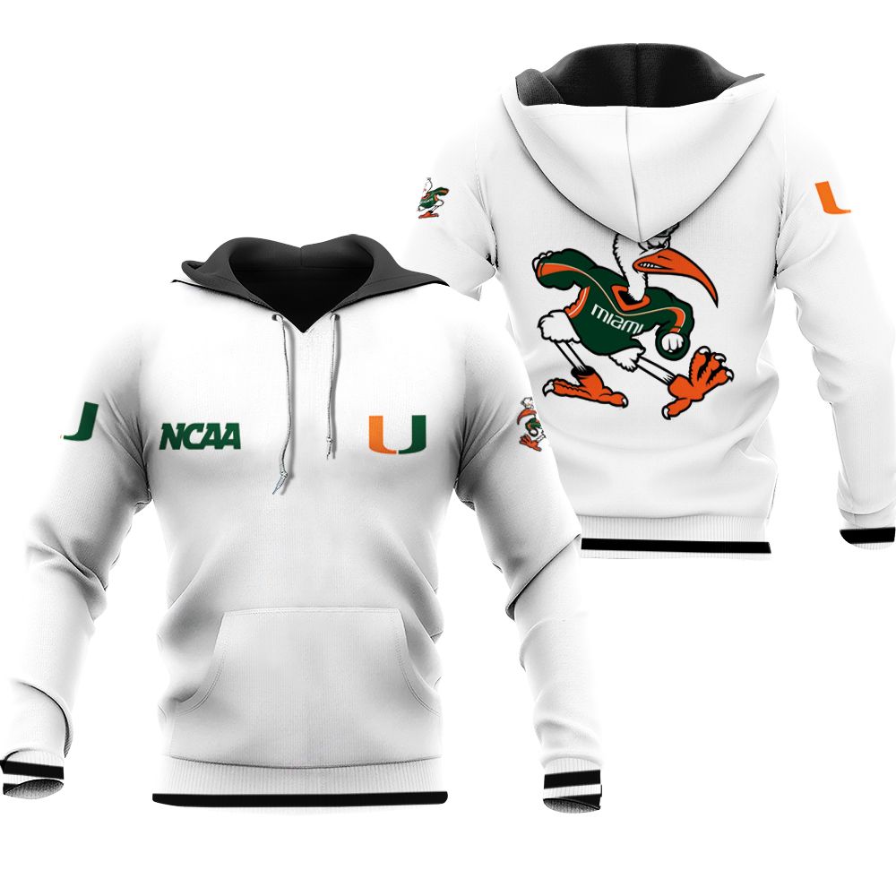 Miami Hurricanes Ncaa Classic White With Mascot Logo Gift For Miami Hurricanes Fans Zip Hoodie