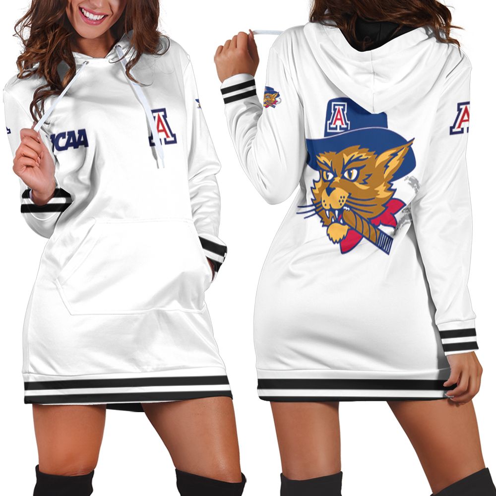 Arizona Wildcats Ncaa Classic White With Mascot Logo Gift For Arizona Wildcats Fans Hoodie Dress