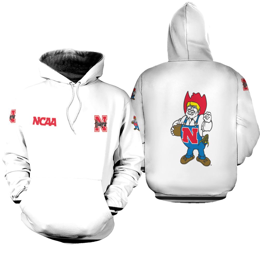 Nebraska Huskers Ncaa Classic White With Mascot Logo Gift For Nebraska Huskers Fans Hoodie