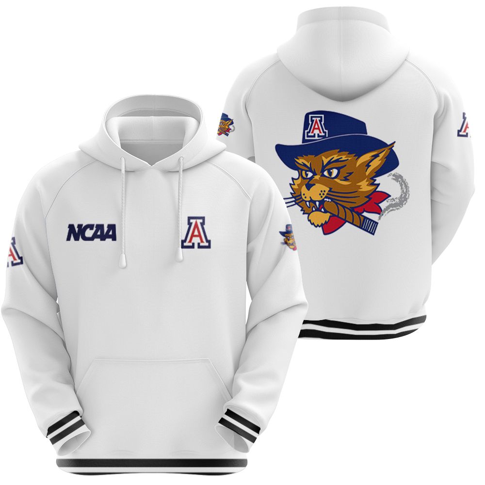 Arizona Wildcats Ncaa Classic White With Mascot Logo Gift For Arizona Wildcats Fans Zip Hoodie