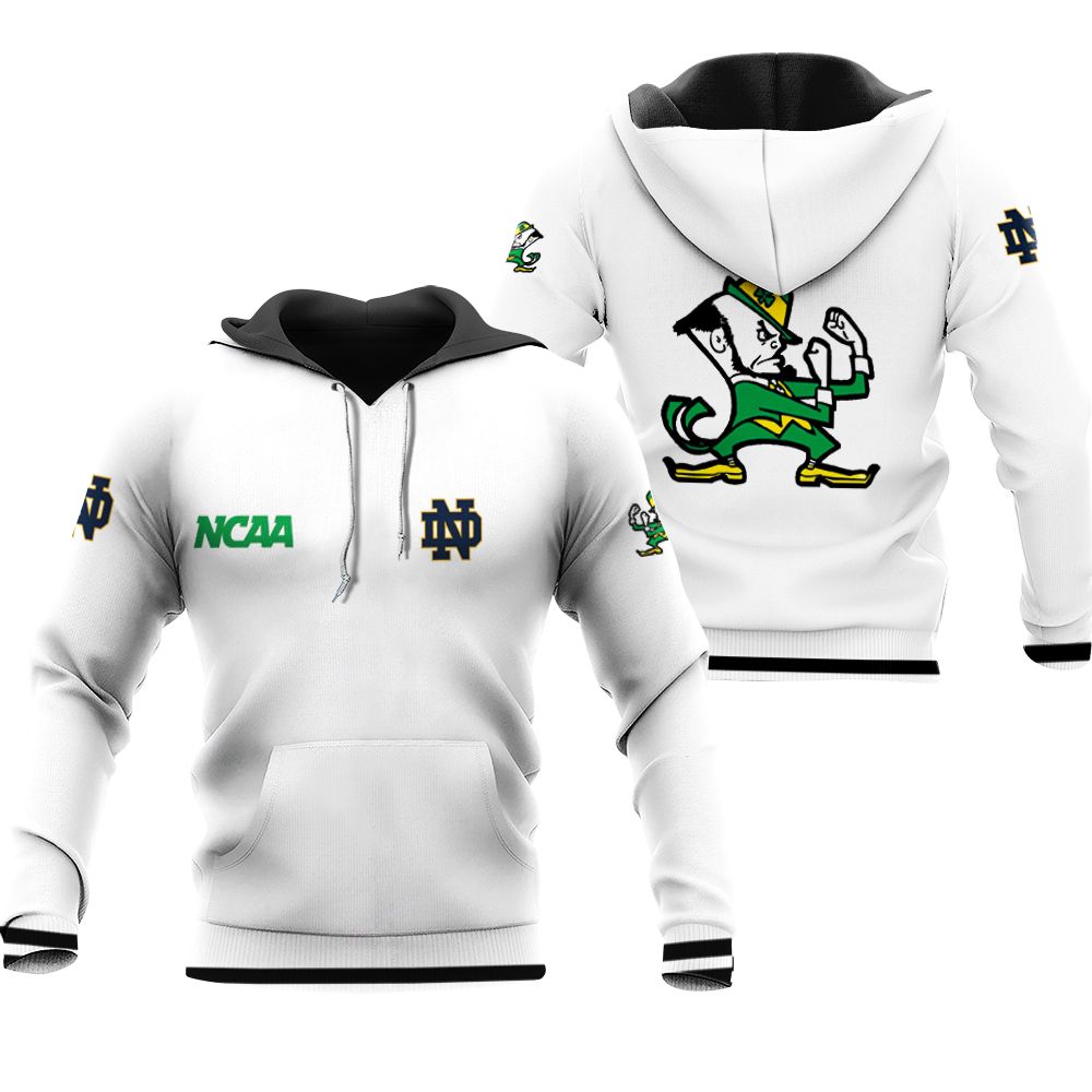 Notre Dame Fighting Irish Ncaa Classic White With Mascot Logo Gift For Notre Dame Fighting Irish Fans Zip Hoodie