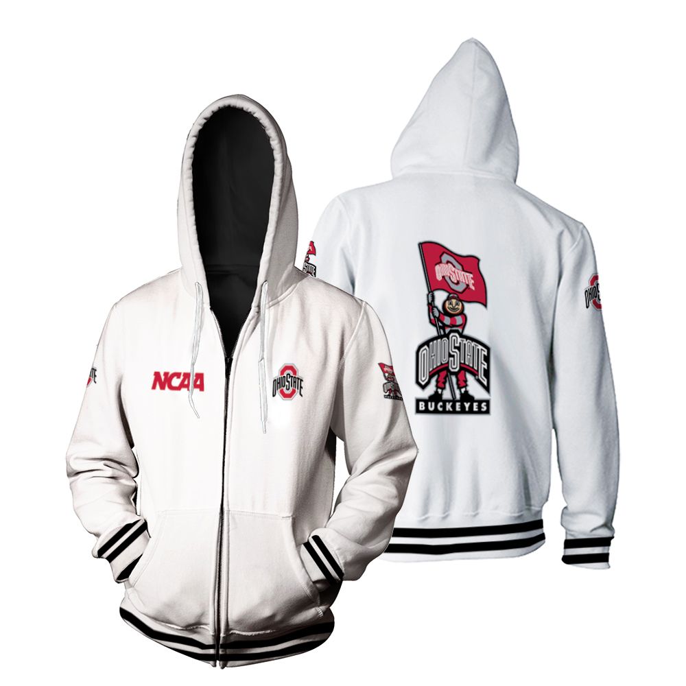 Ohio State Buckeyes Ncaa Classic White With Mascot Logo Gift For Ohio State Buckeyes Fans Hoodie