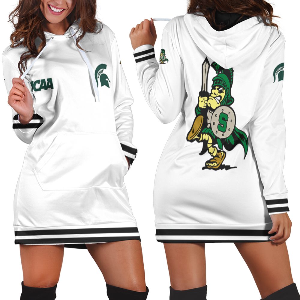 Michigan State Spartans Ncaa Classic White With Mascot Logo Gift For Michigan State Spartans Fans Hoodie Dress