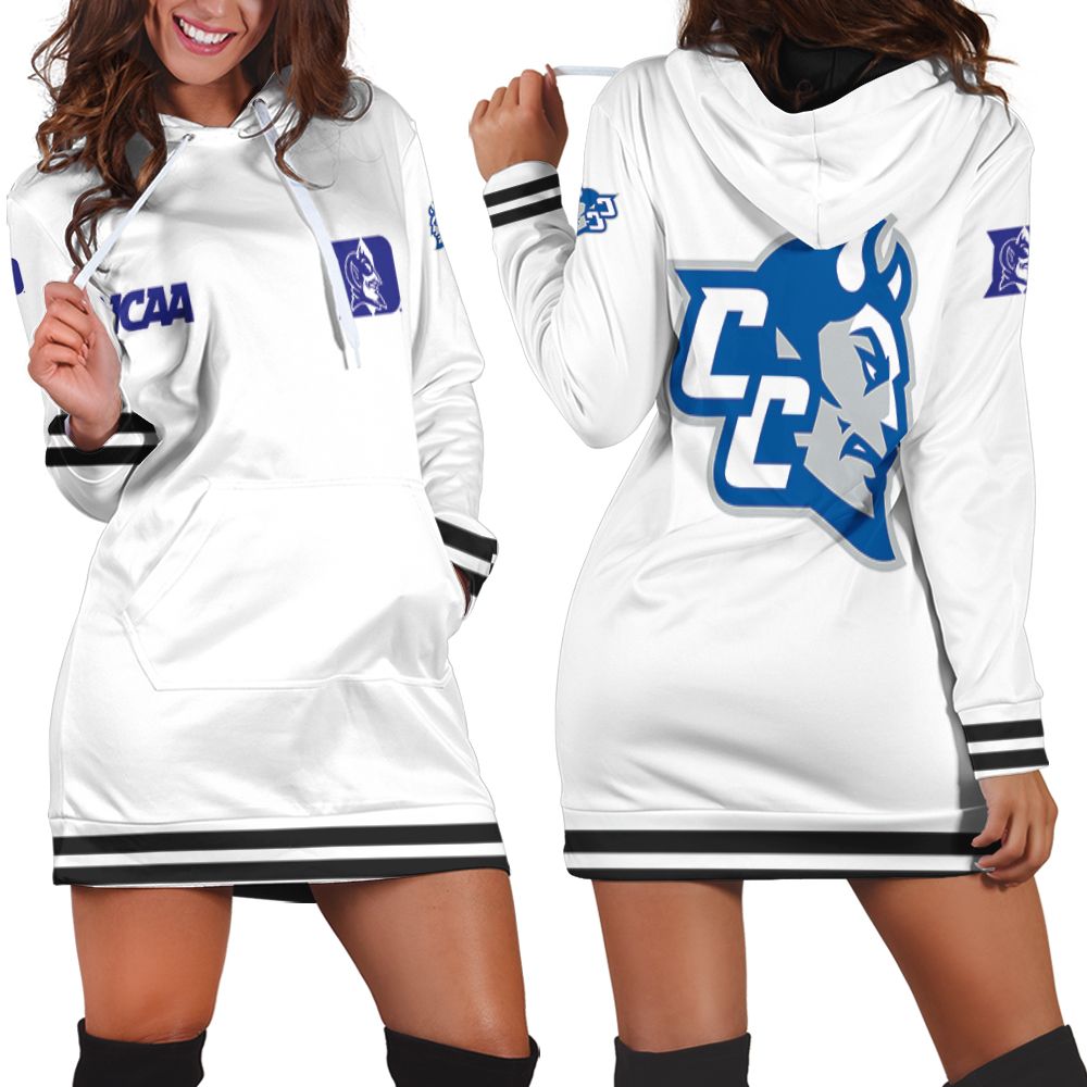Duke Blue Devils Ncaa Classic White With Mascot Logo Gift For Duke Blue Devils Fans Hoodie Dress