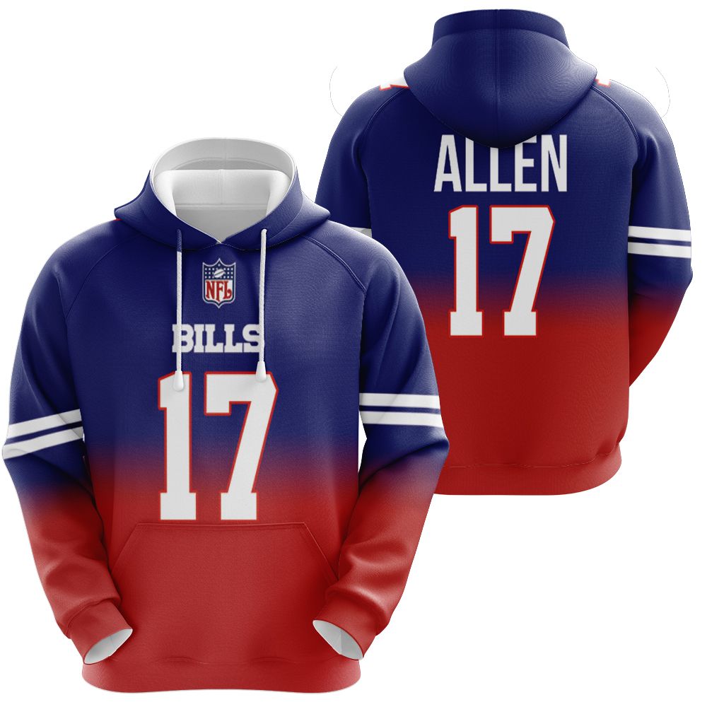 Buffalo Bills Josh Allen #17 Great Player NFL American Football Team Royal Color Crash 3D Designed Allover Gift For Bills Fans Hoodie