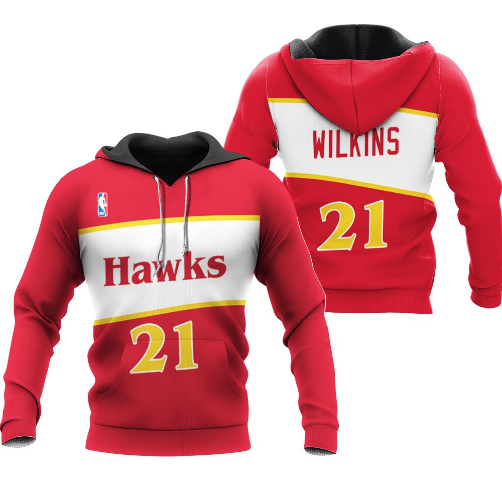Atlanta Hawks Dominique Wilkins #21 NBA Swingman Black City Edition 3D Designed Allover Gift For Atlanta Fans Hoodie