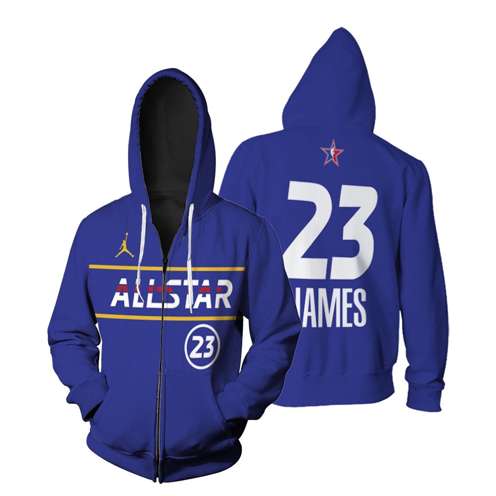 LeBron James #23 NBA Wizards 2021 All Star Eastern Conference Blue shirt Style Gift For James Fans Zip Hoodie
