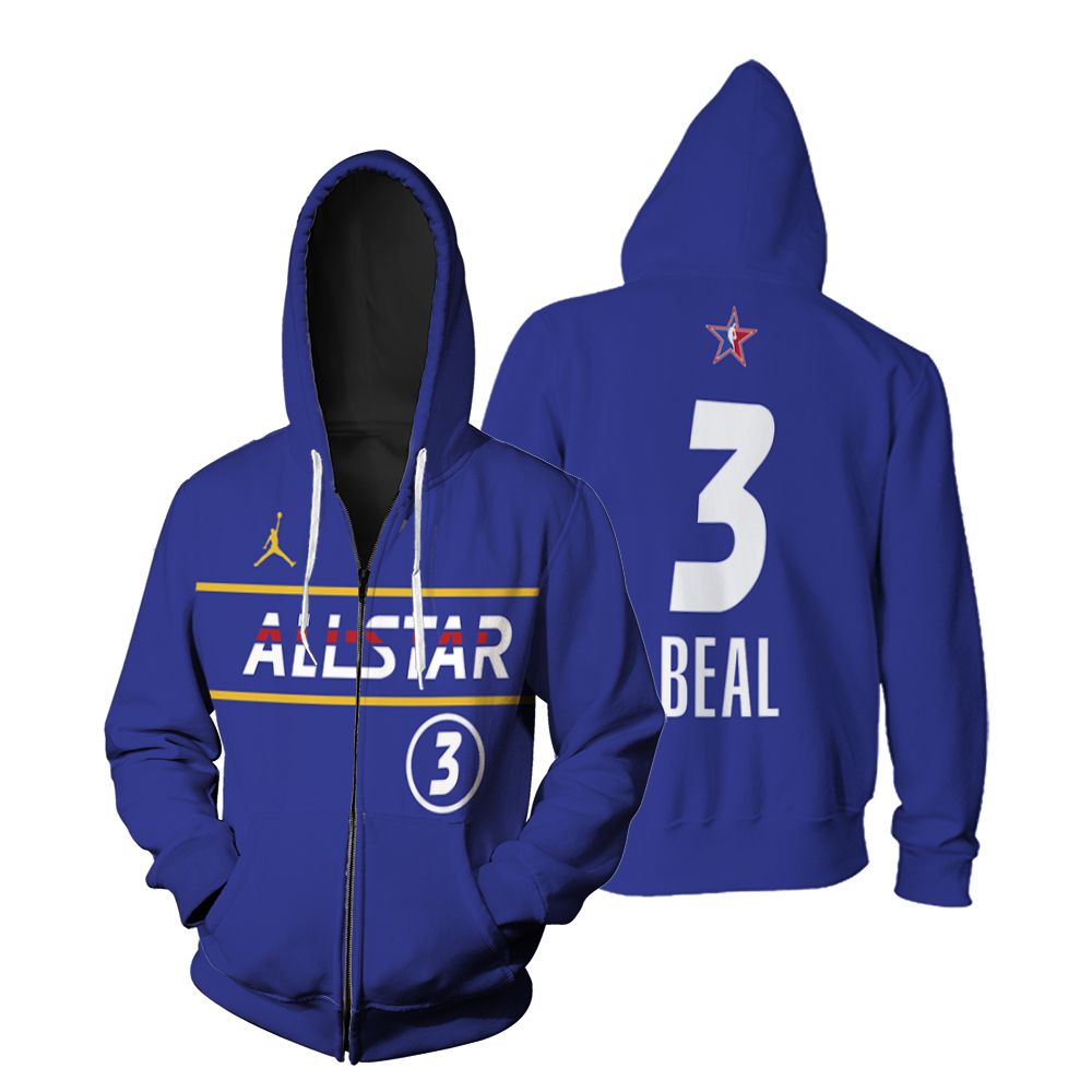Bradley Beal #3 NBA Wizards 2021 All Star Eastern Conference Blue shirt Style Gift For Beal Fans Zip Hoodie