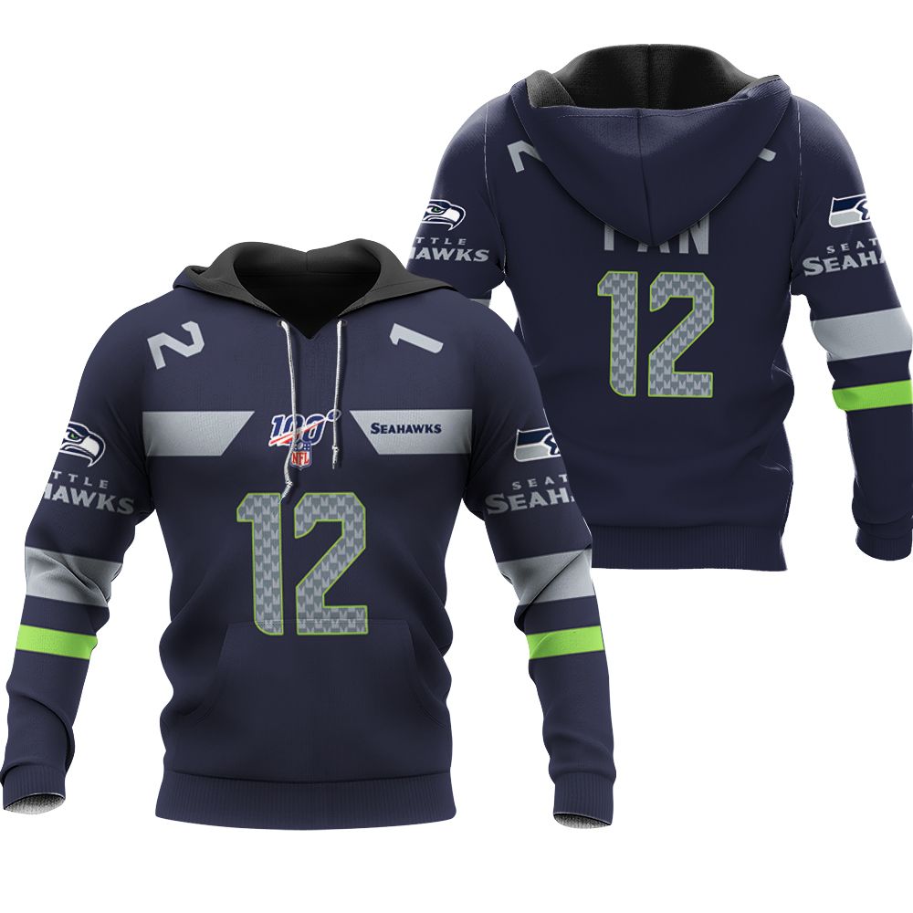 Seattle Seahawks Kam Chancellor #31 NFL American Football Green Color Rush Legend 3D Designed Allover Gift For Seahawks Fans Hoodie