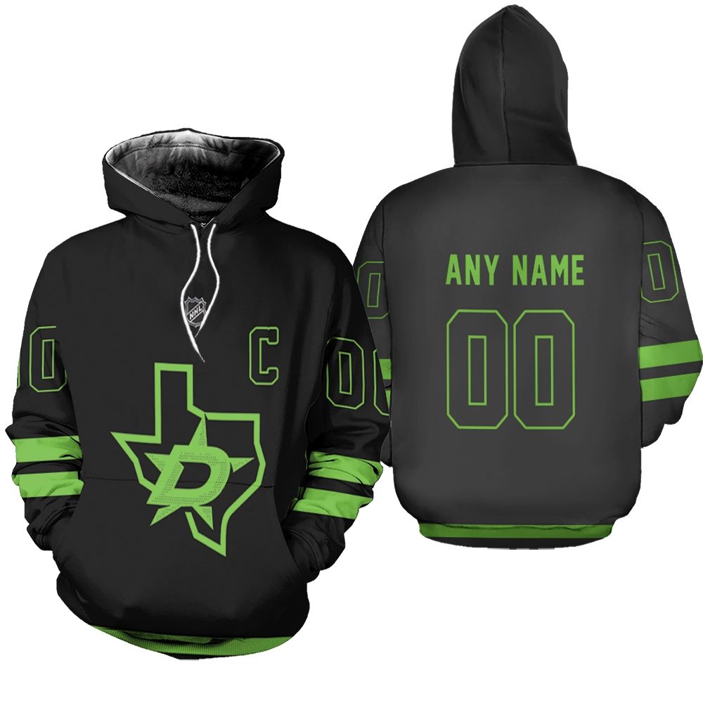 Dallas Stars NHL Ice Hockey Team Logo 2020 Black shirt 3D Designed Allover Custom Gift For Dallas Fans Zip Hoodie