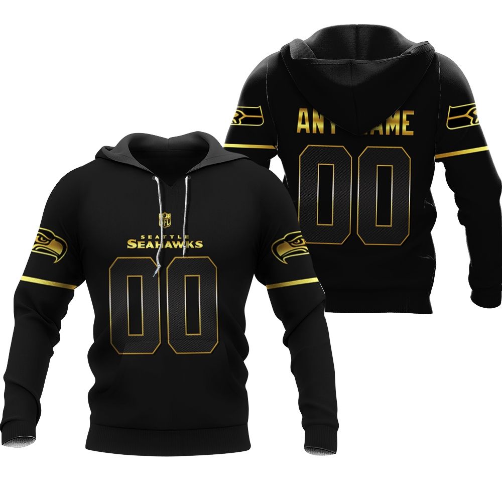 Seattle Seahawks Bobby Wagner #54 NFL American Football Team Black Golden Edition 3D Designed Allover Gift For Seattle Fans Hoodie