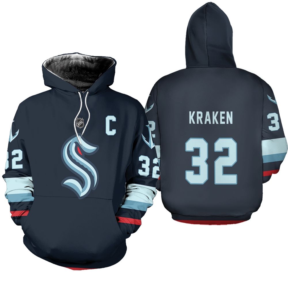 Seattle Kraken #32 NHL Ice Hockey Team Logo 2020 Blue 3D Designed Allover Gift For Seattle Fans Bomber Jacket