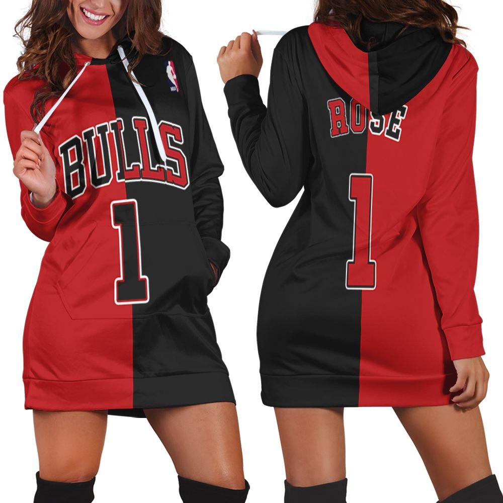 Chicago Bulls Derrick Rose #1 NBA Great Player Throwback Black shirt Style Gift For Bulls Fans 2 Hoodie Dress