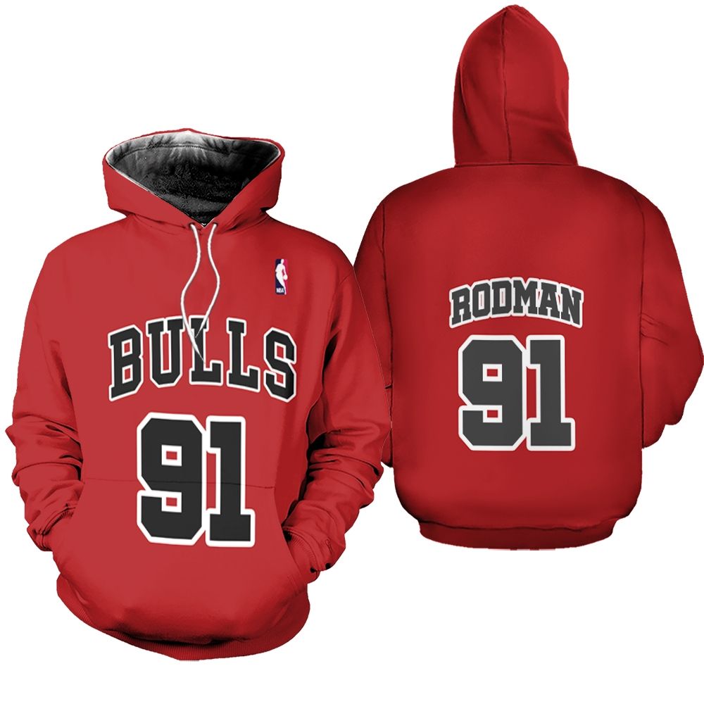 Chicago Bulls Dennis Rodman #91 NBA Great Player Throwback White shirt Style Gift For Bulls Fans Hoodie