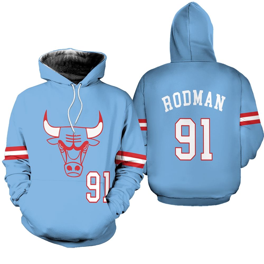 Chicago Bulls Dennis Rodman #91 NBA Great Player Throwback Black shirt Style Gift For Bulls Fans 2 Hoodie