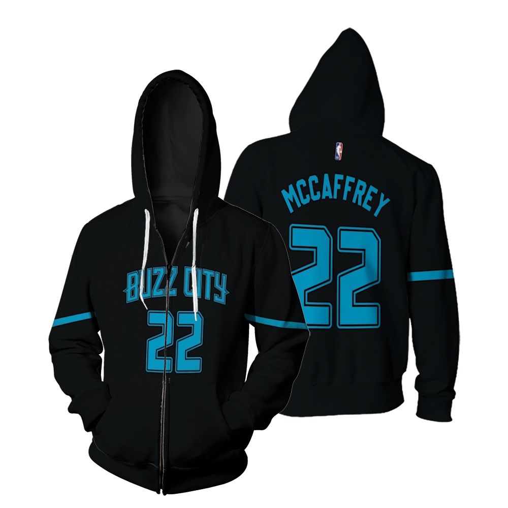Charlotte Hornets Christian McCaffrey #22 NBA Great Player Hardwood Classics Teal 2019 shirt Style Gift For Hornets Fans Zip Hoodie