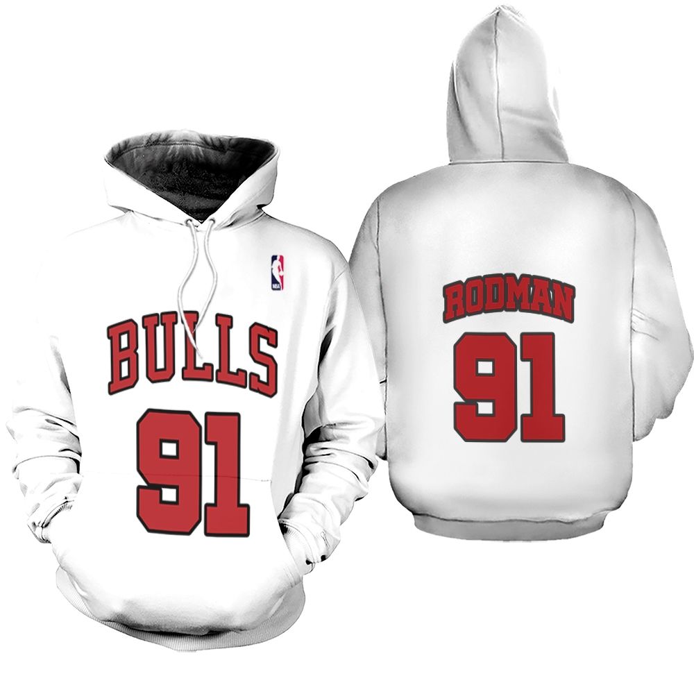 Chicago Bulls Dennis Rodman #91 NBA Great Player Throwback Red Black shirt Style Gift For Bulls Fans Hoodie