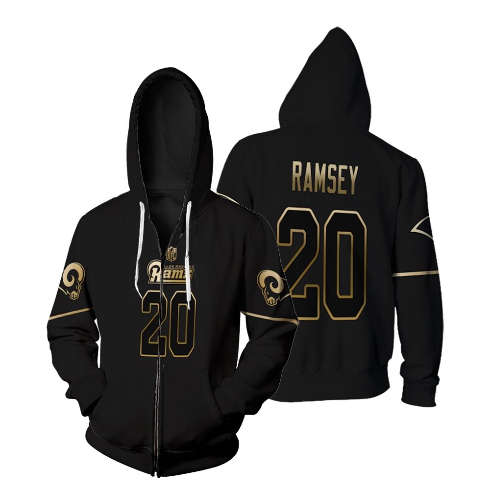 Los Angeles Rams Aaron Donald #99 NFL Great Player Black Golden Edition Vapor Limited shirt Style Gift For Rams Fans Zip Hoodie