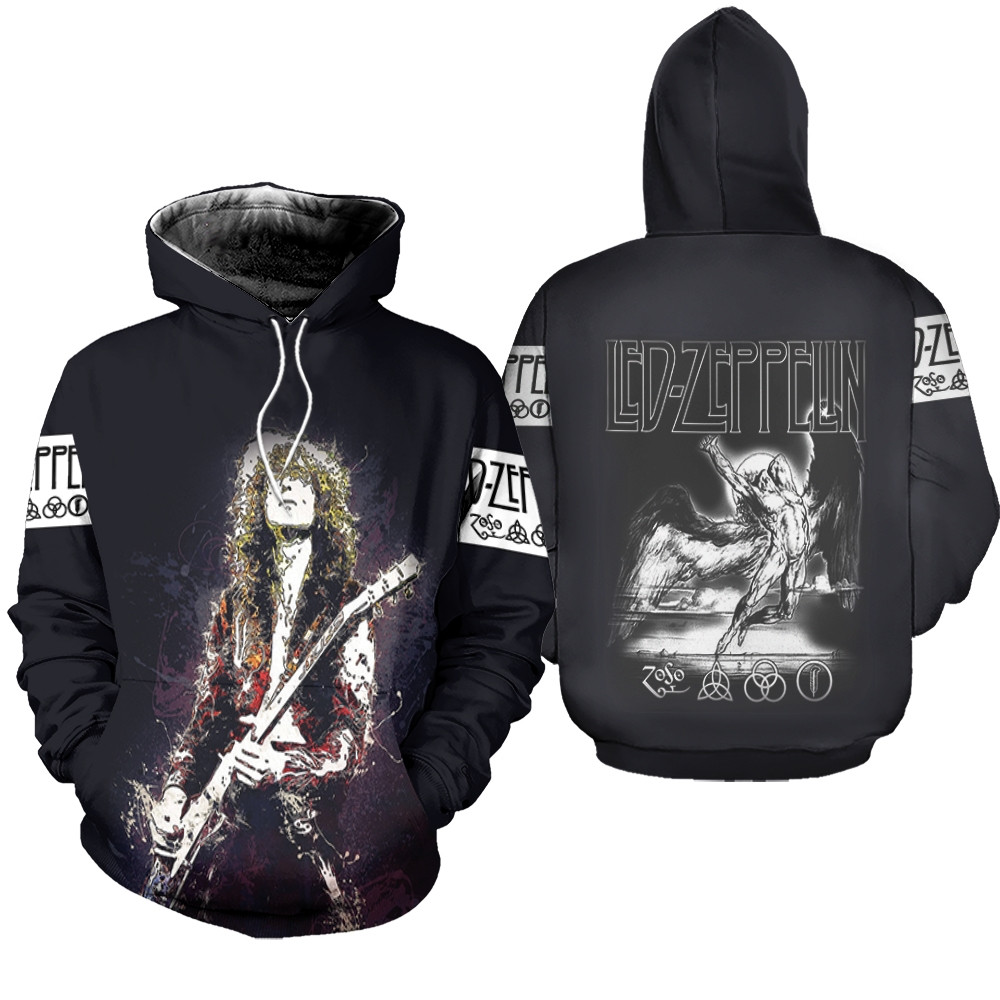 Led Zeppelin Jimmy Page Playing Guitar On Stage Stairway To Heaven Album Novelty Gift For Led Zeppelin Fans Zip Hoodie