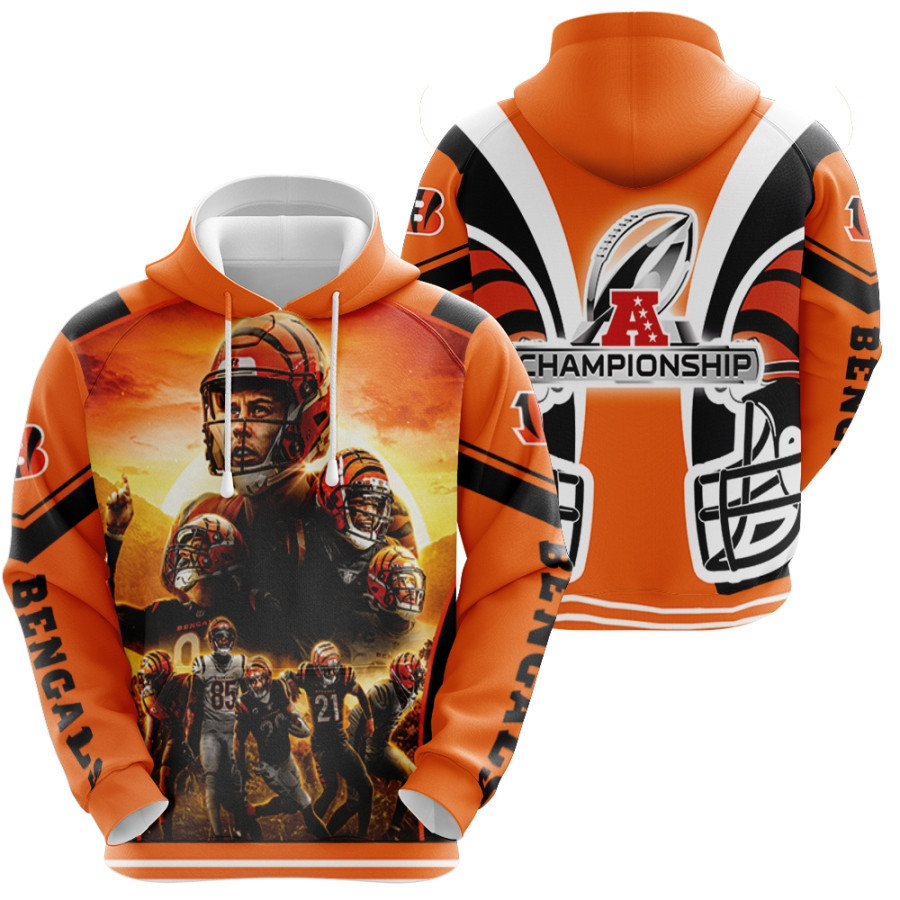 Cicinnati Bengals Team Great Player Afc Championship 2022 Nfl Team Orange Style Gift For Bengals Fans Hoodie