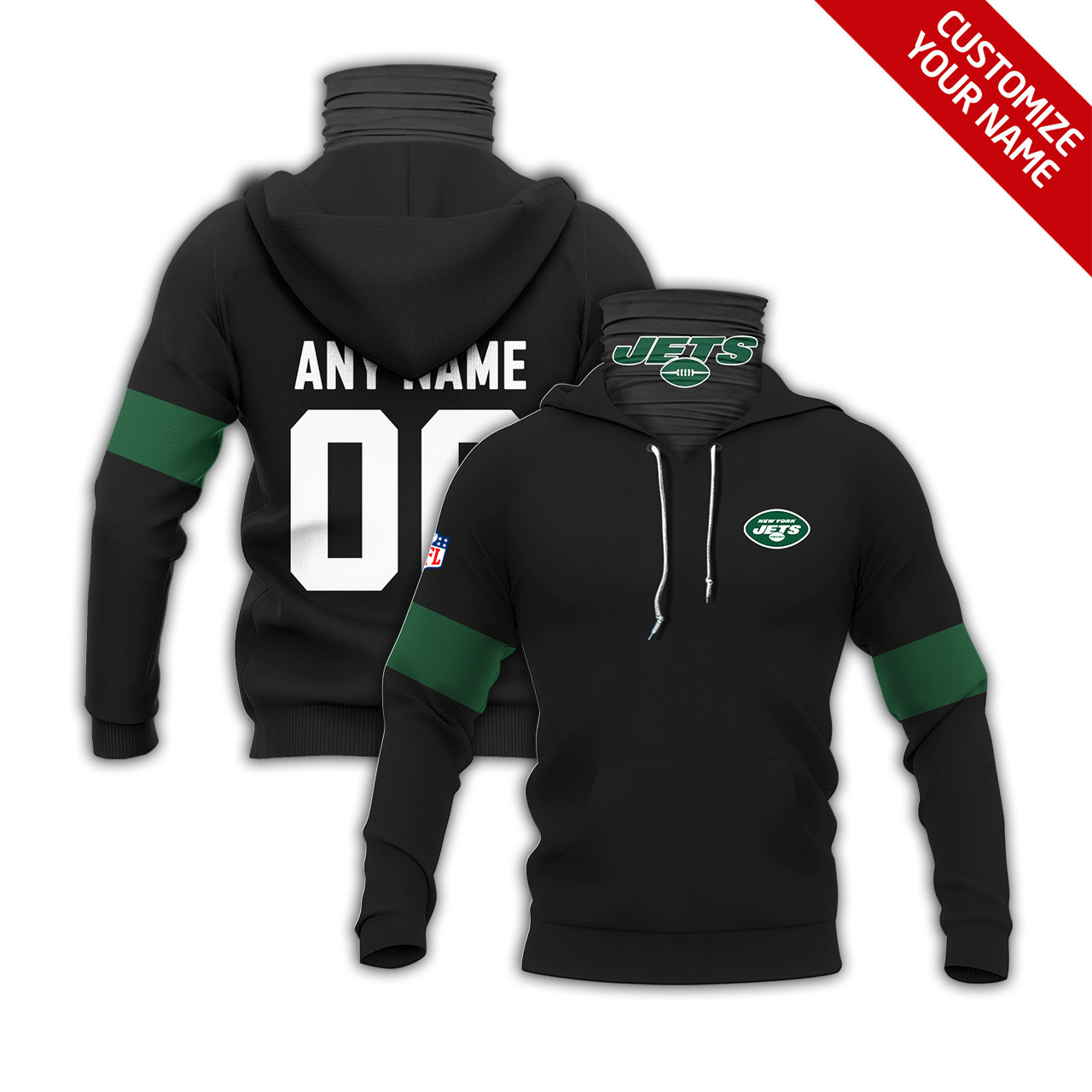 New York Jets #00 Any Name Nfl Team Iridescent White Style Gift With Custom Number Name For New York Jets Fans Hoodie
