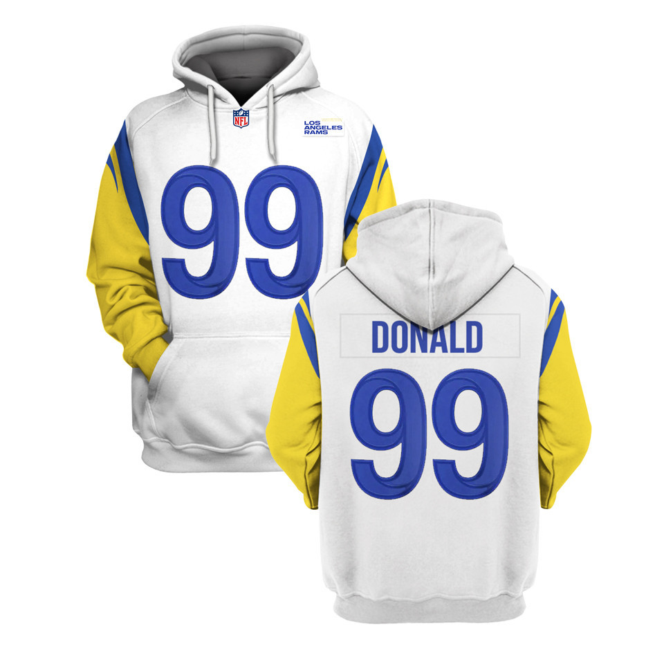 Los Angeles Rams Aaron Donald #99 Nfl Super Bowl Champions White All Design Gift For Donald And Rams Fans Masked Hoodie