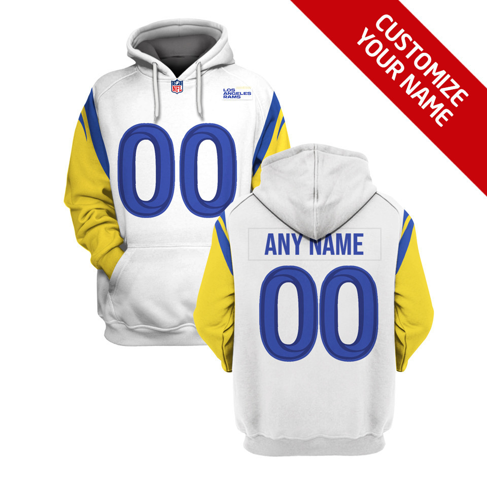 Los Angeles Rams Nfl Personalized Number Name Blue And Golden Style Gift For Football And Seahawks Fans Hoodie