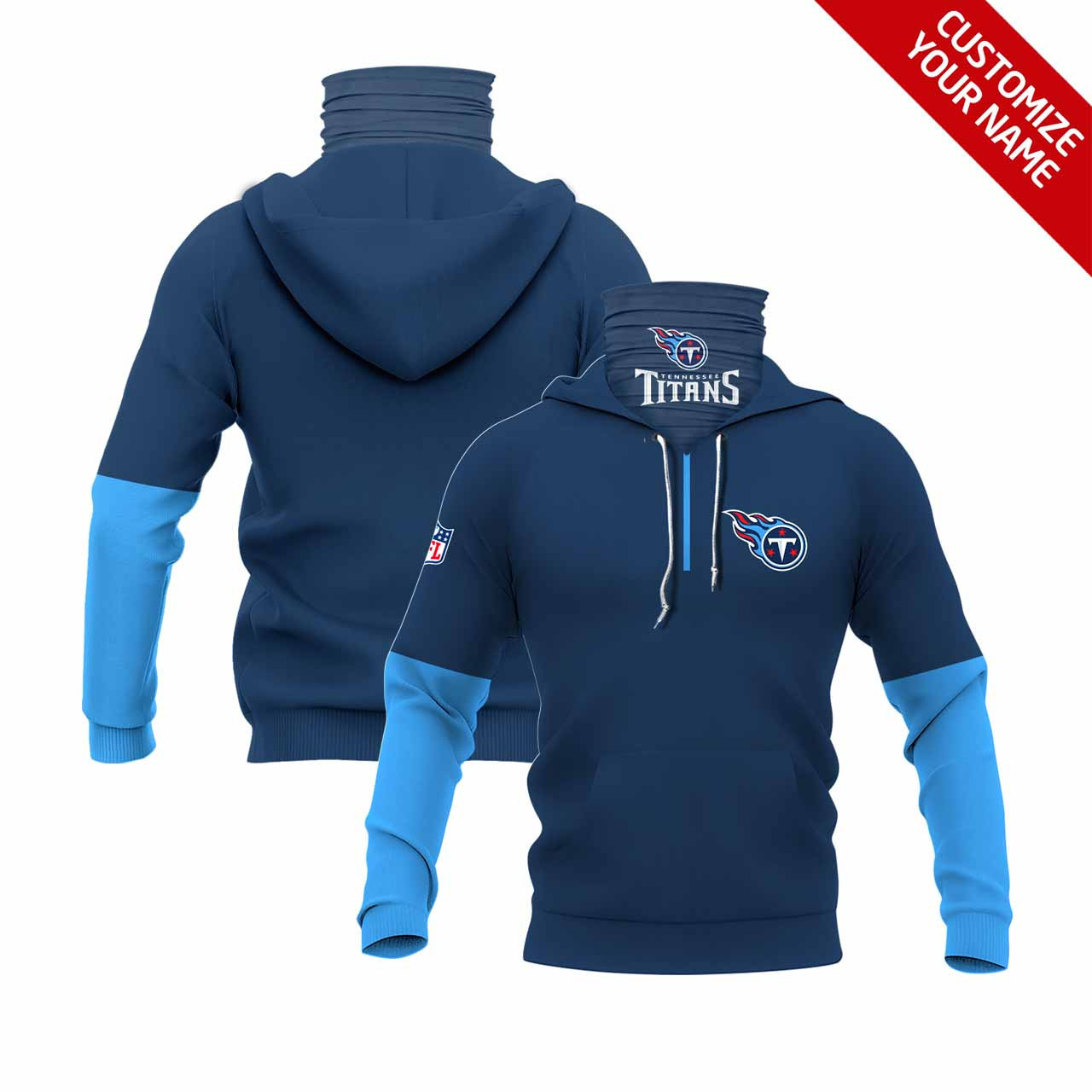 Tennessee Titans #00 3d Personalized Blue Style Gift With Custom Number Name For Titans Fans Hoodie