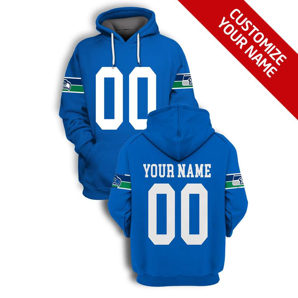 Seatle Seahawks Nfl Personalized Number Name Blue Style Gift For Football And Seahawks Fans Hoodie
