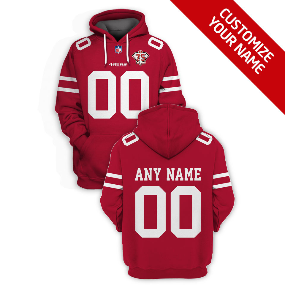 San Francisco 49ers #00 3d Super Bowl Personalized Red Style Gift With Custom Number Name For 49ers Fans Hoodie
