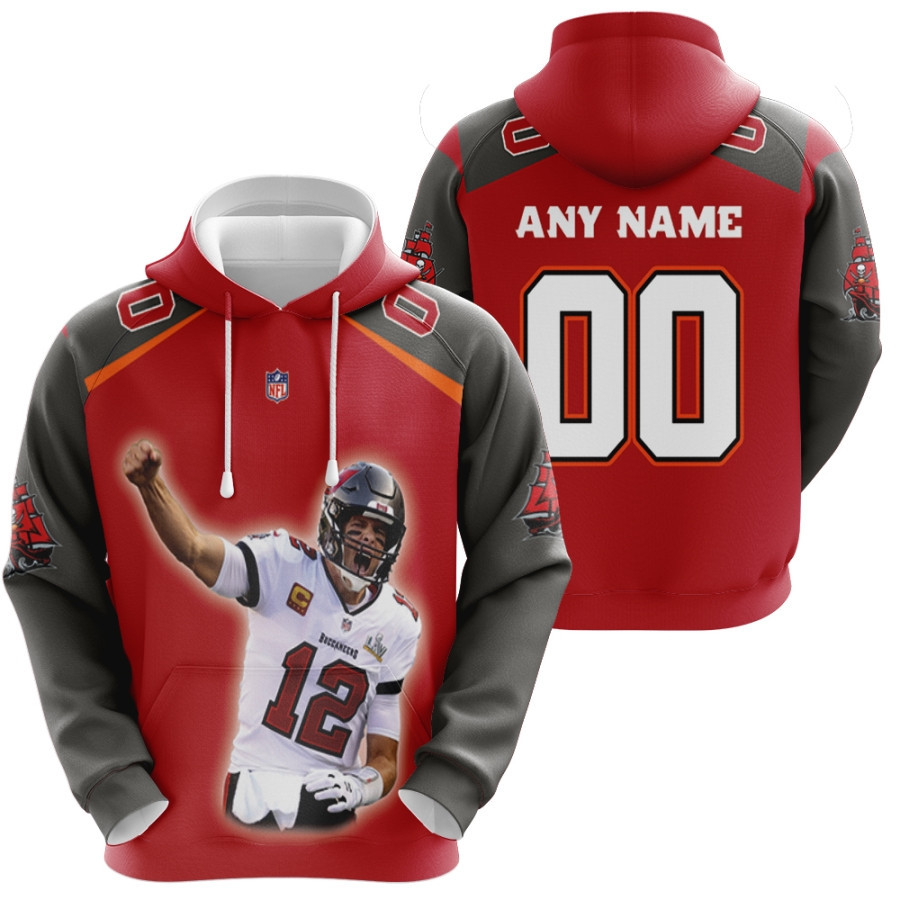 Tampa Bay Buccaneers Tom Brady 12 Red Style Gift With Custom Number Name For Buccaneers Fans Hoodie