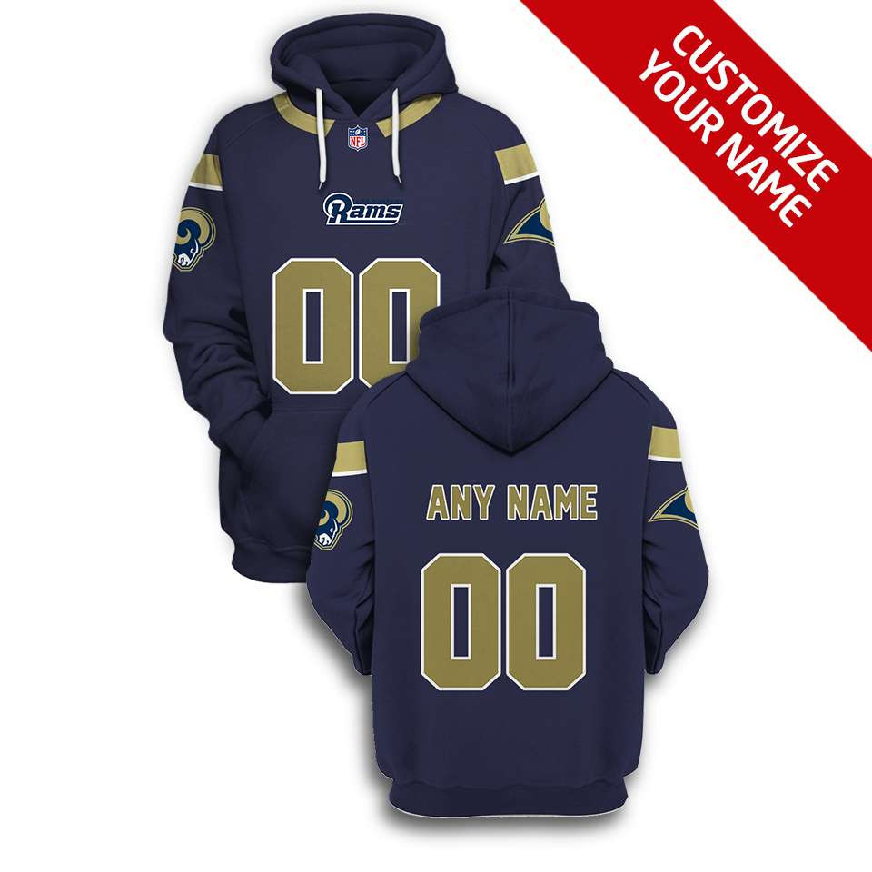 Los Angeles Rams Nfl American Football Team Logo White Style Gift With Custom Number Name For Rams Fans Hoodie