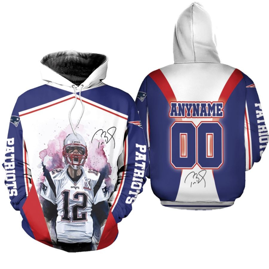 Tom Brady New England Patriots Nfl Most Valuable Player White Red 3d Designed Allover Gift For Brady Fans Patriots Fans Hoodie