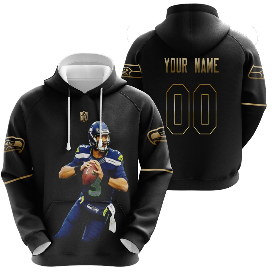 Seattle Seahawks Dk Metcalf 14 Nfl Great Player Navy 3d Designed Allover Gift With Custom Number Name For Seahawks Fans Hoodie