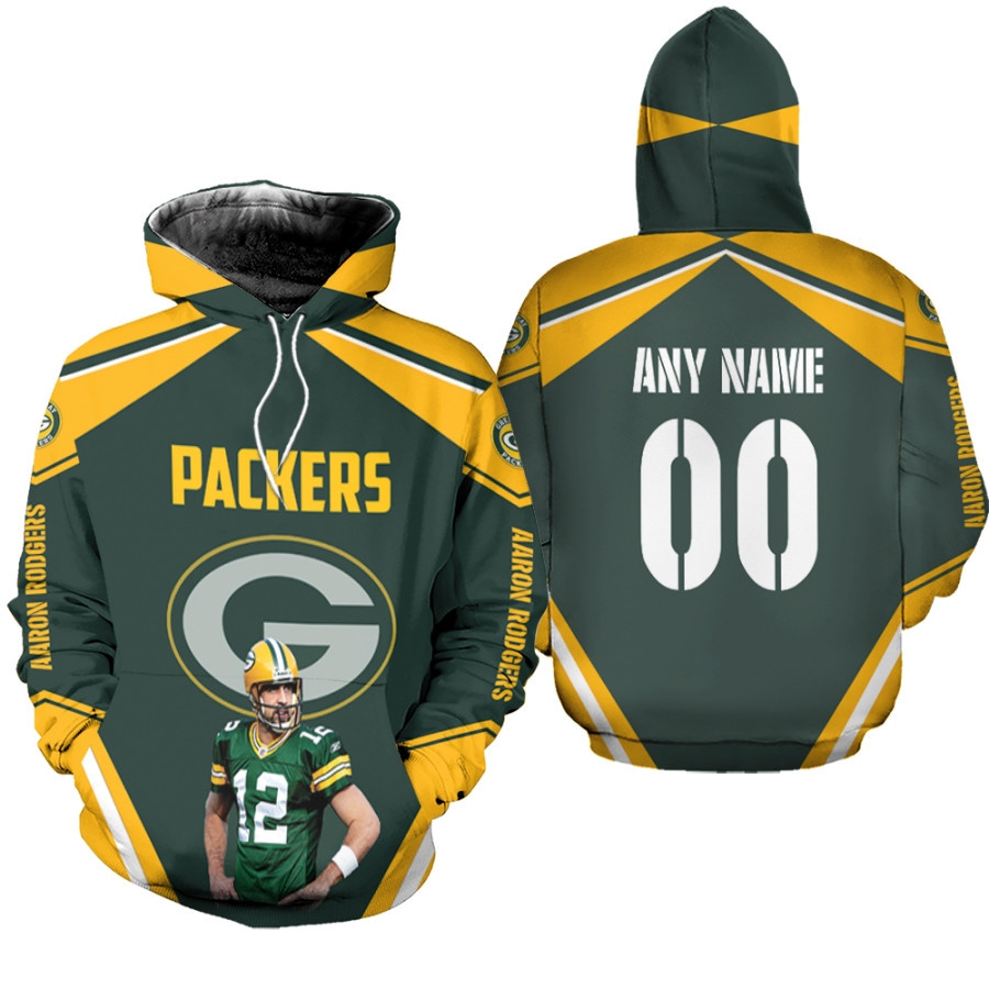 Aaron Rodgers Green Bay Packers Nfl The Best Player 3d Designed Allover Custom Name Number Gift For Rodgers Fans Packers Fans Hoodie