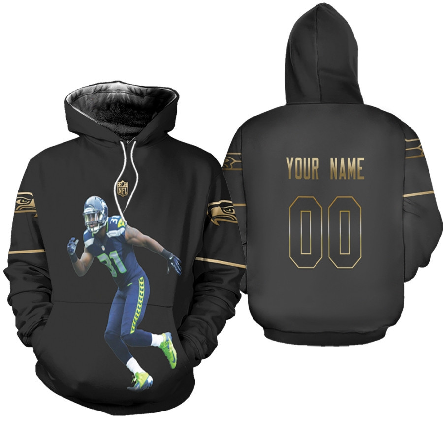Seattle Seahawks Dk Metcalf 14 Nfl Great Player Navy 3d Designed Allover Gift With Custom Number Name For Seahawks Fans Hoodie