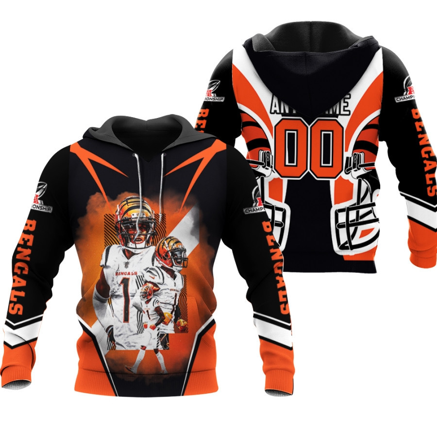 Cicinnati Bengals Tee Higgins 00 Any Name Afc Championship 2022 Black Style Gift With Custom Number Name For Bengals Fans Hoodie