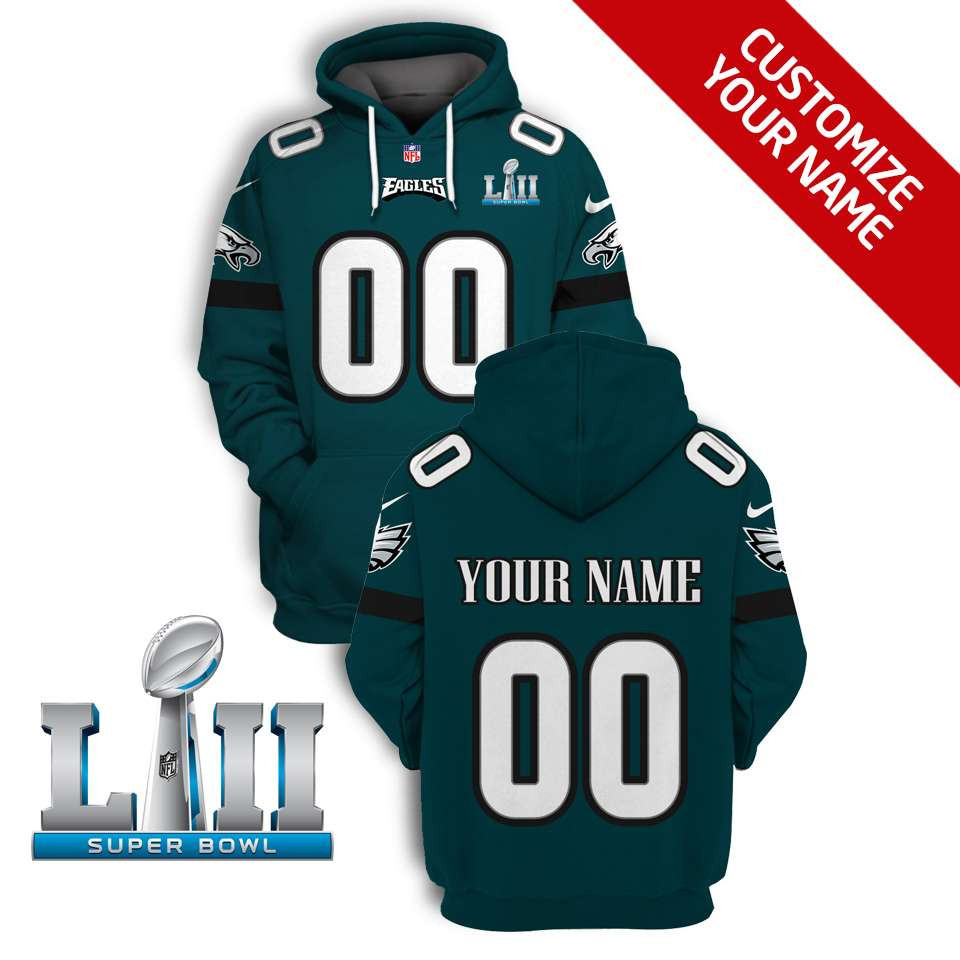 Philadelphia Eagles Super Bowl Champions Personalized Name Green And White Gift For Eagles Fans Hoodie