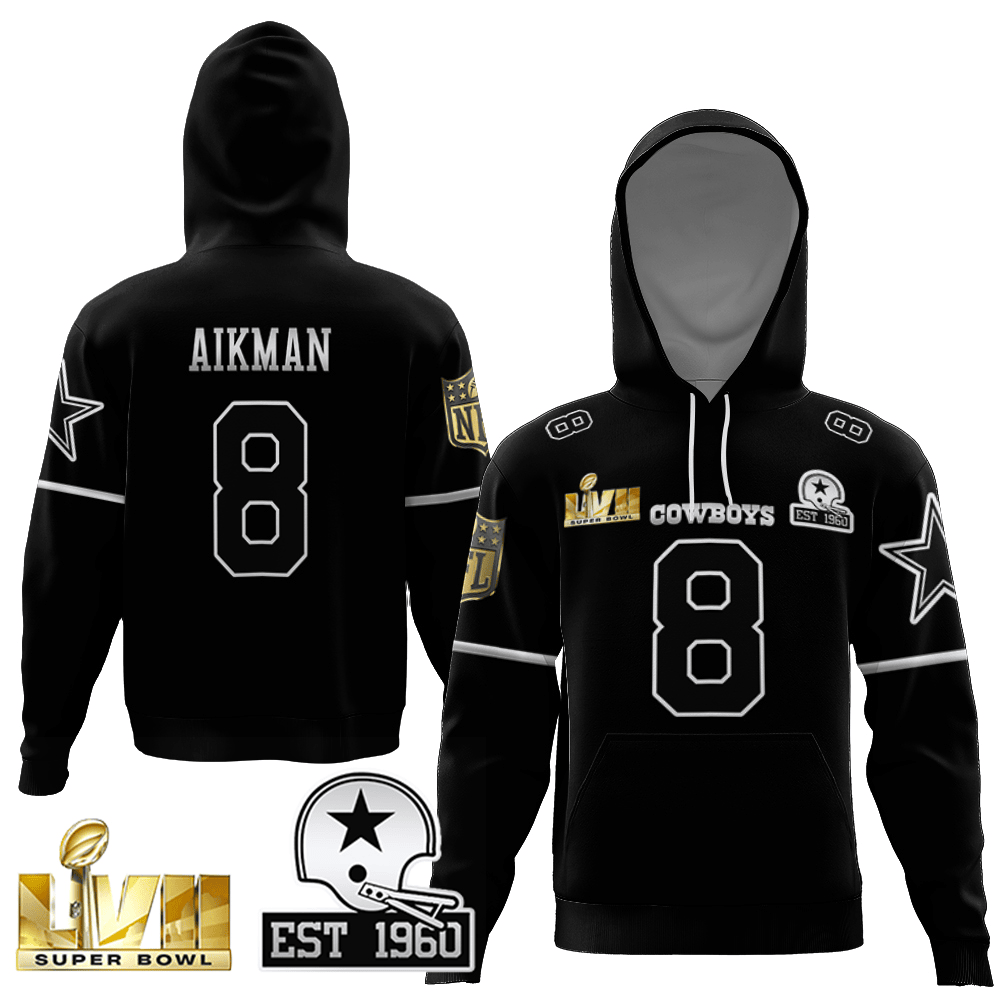 Troy Aikman Cowboys Black Gold Black Silver Custom Name And Number All Printed Youth Vapor Limited Gold T shirt, Hoodie, Jacket, Sweater