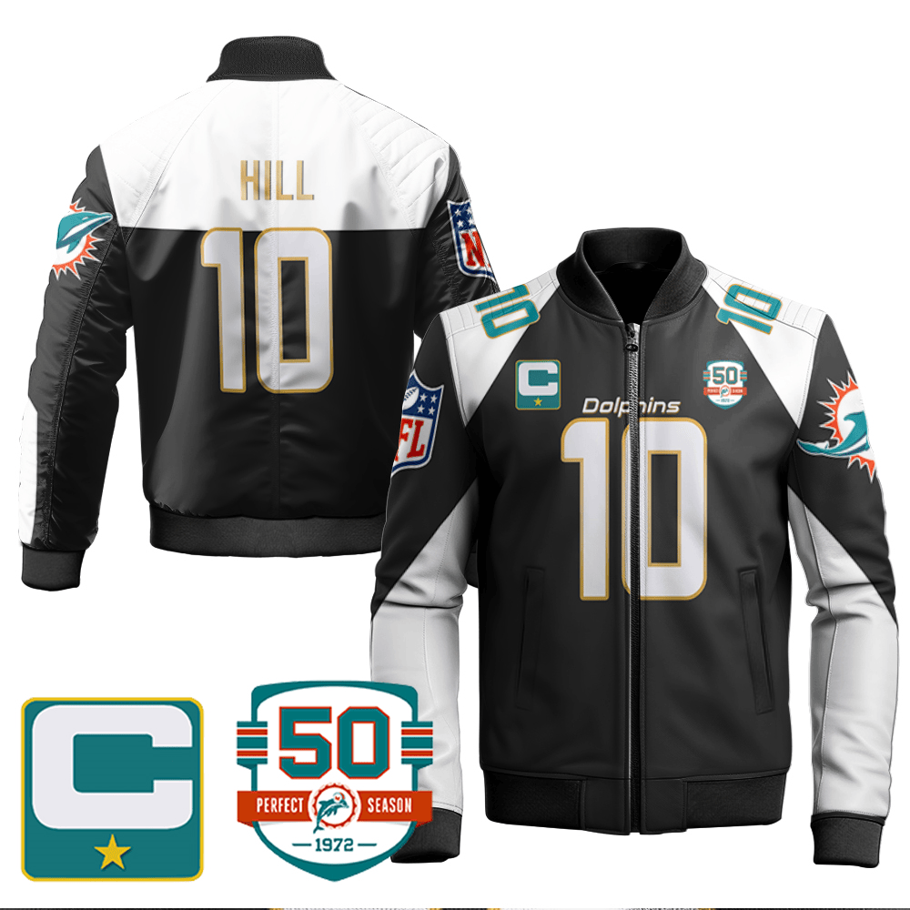 Mark Clayton 83 Men s Dolphins 50th 1972 Perfect Season Patch Baseball   – All Printed – White, Tyreek Hill