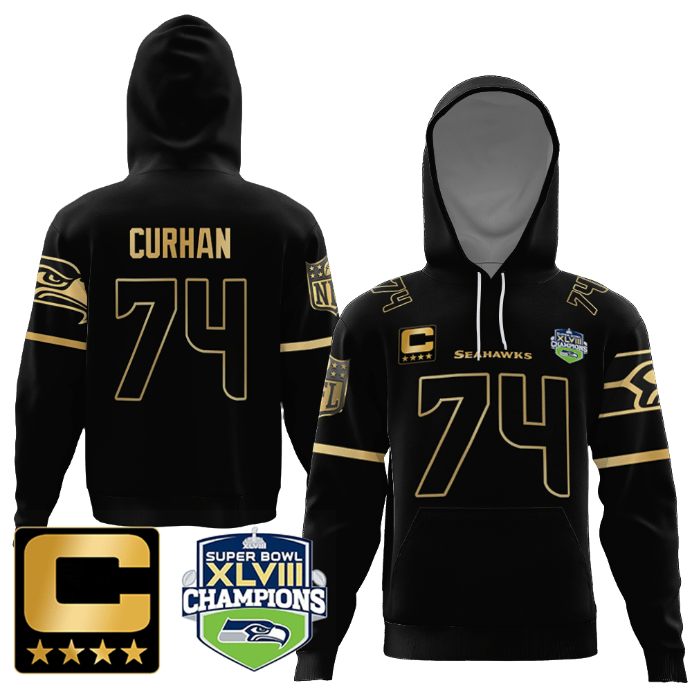 Jake Curhan Seattle Seahawks Gold Player All Printed Black Gold