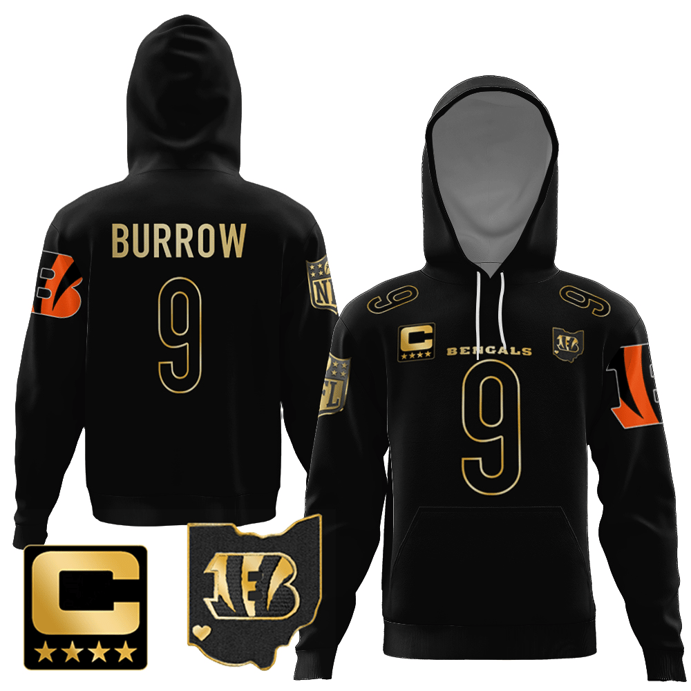 Joe Burrow Bengals Ohio Patch Gold Vapor Limited All Printed Black Gold