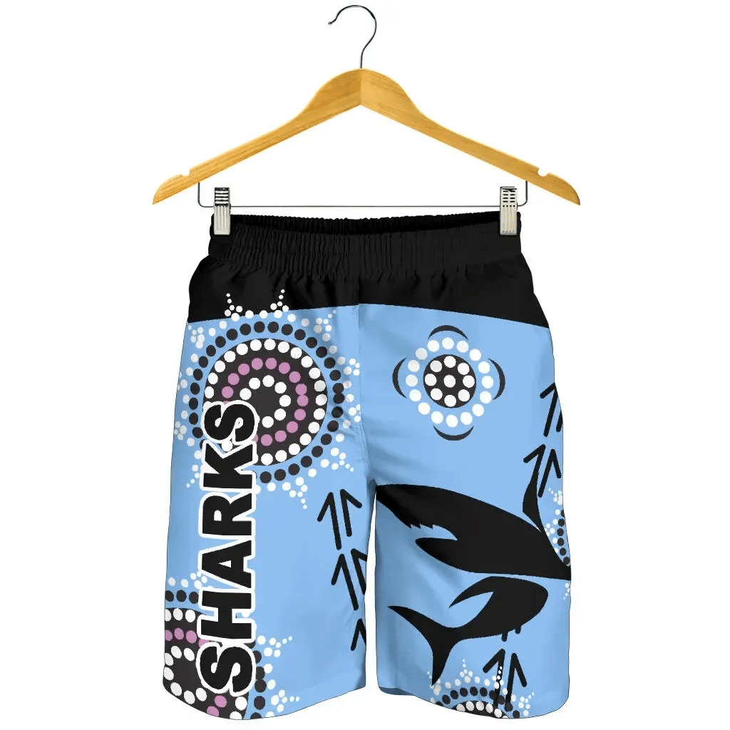 Cronulla Men Shorts Sharks Simple Indigenous - Blue K8 | Lovenewzealand.co
